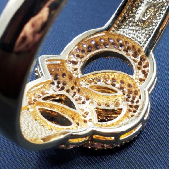 Noir New York Pink Rhinestone Snake Cuff Bracelet Gold Tone Vintage Designer - Picture 4 of 10